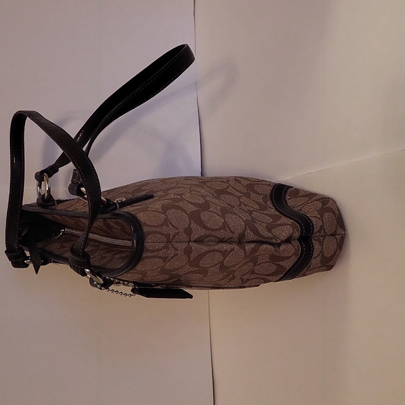 NWOT Coach Signature Logo Small Tote, Tan and Brown, Leather Trim - Picture 11 of 16